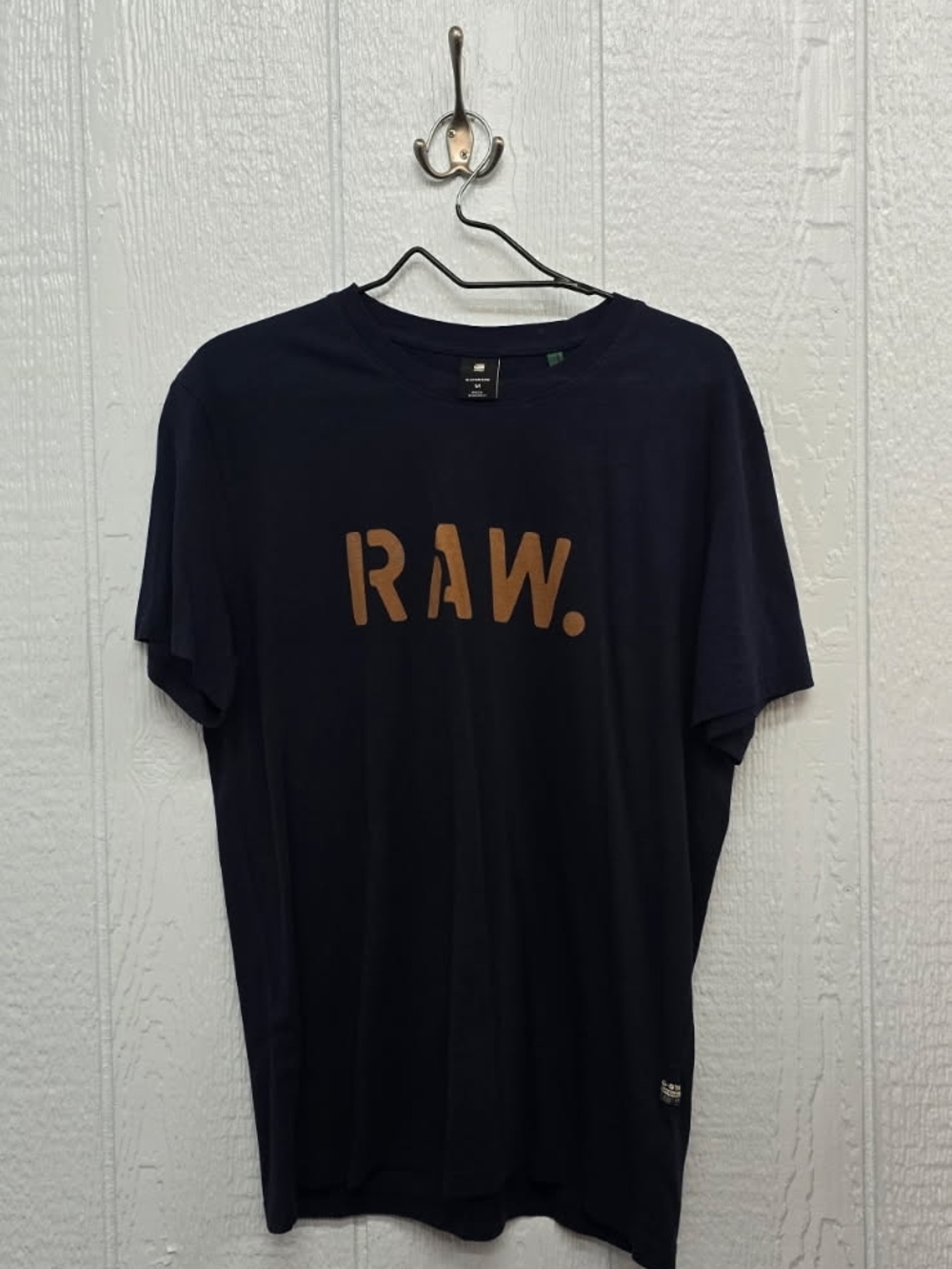NWOT Medium G-Star Navy T-Shirt with Brown RAW. Logo